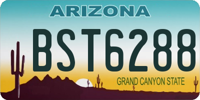 AZ license plate BST6288