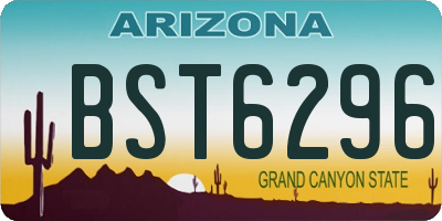 AZ license plate BST6296