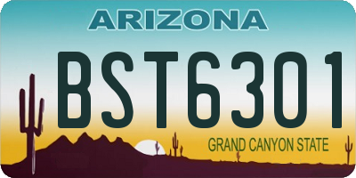 AZ license plate BST6301