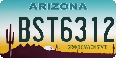 AZ license plate BST6312