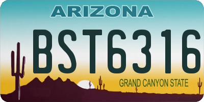 AZ license plate BST6316