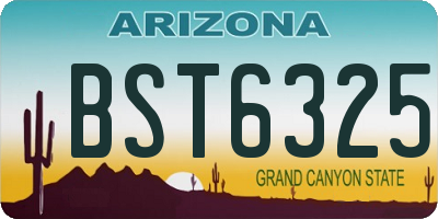 AZ license plate BST6325