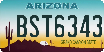 AZ license plate BST6343