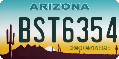 AZ license plate BST6354