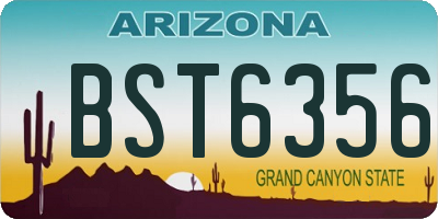 AZ license plate BST6356