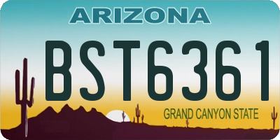 AZ license plate BST6361