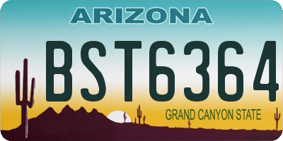 AZ license plate BST6364