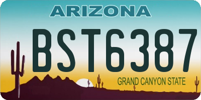 AZ license plate BST6387