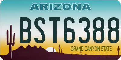 AZ license plate BST6388