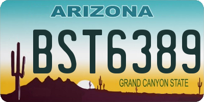 AZ license plate BST6389