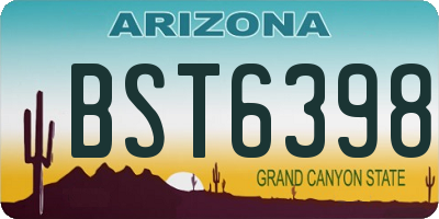 AZ license plate BST6398