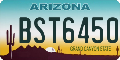 AZ license plate BST6450