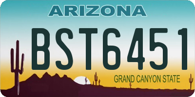 AZ license plate BST6451