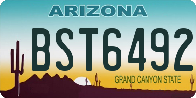 AZ license plate BST6492