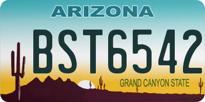 AZ license plate BST6542