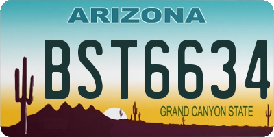 AZ license plate BST6634