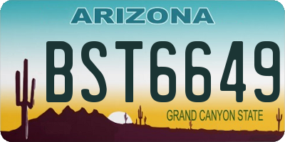 AZ license plate BST6649