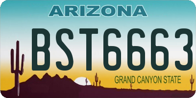 AZ license plate BST6663