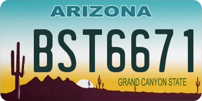 AZ license plate BST6671