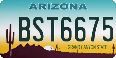 AZ license plate BST6675
