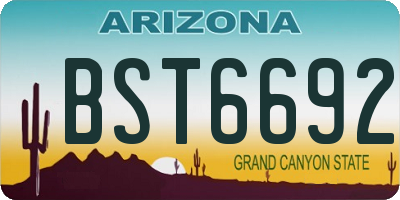AZ license plate BST6692