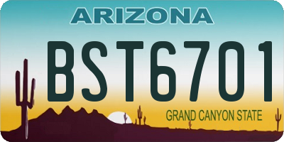 AZ license plate BST6701