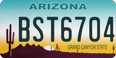 AZ license plate BST6704