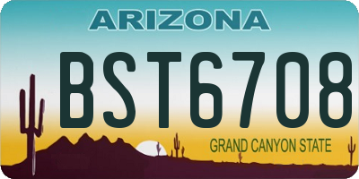 AZ license plate BST6708