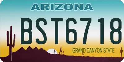 AZ license plate BST6718