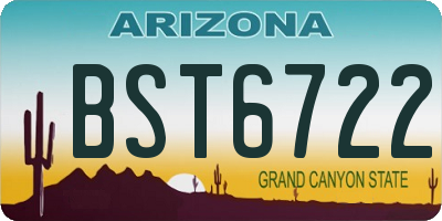 AZ license plate BST6722