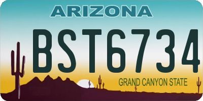 AZ license plate BST6734