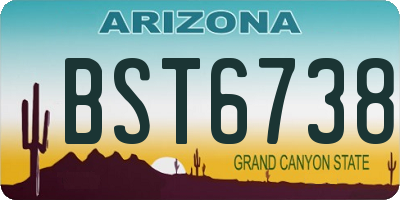 AZ license plate BST6738