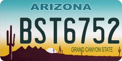 AZ license plate BST6752