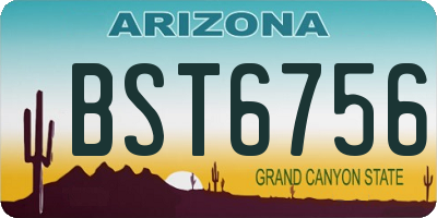 AZ license plate BST6756