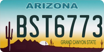 AZ license plate BST6773