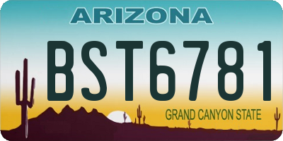 AZ license plate BST6781