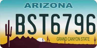 AZ license plate BST6796