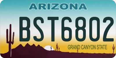 AZ license plate BST6802