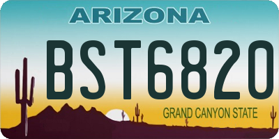 AZ license plate BST6820