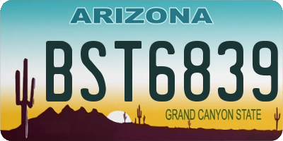 AZ license plate BST6839