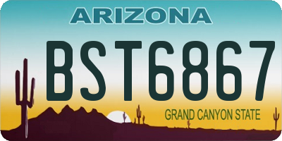 AZ license plate BST6867