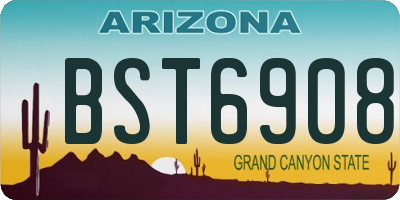 AZ license plate BST6908