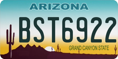 AZ license plate BST6922