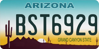 AZ license plate BST6929