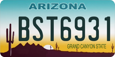 AZ license plate BST6931