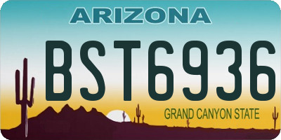 AZ license plate BST6936