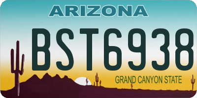 AZ license plate BST6938