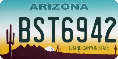 AZ license plate BST6942