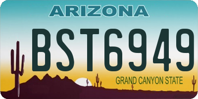 AZ license plate BST6949