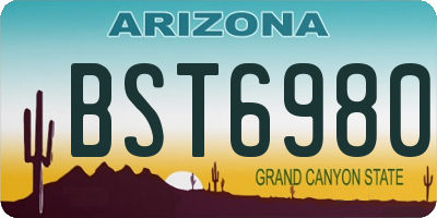 AZ license plate BST6980